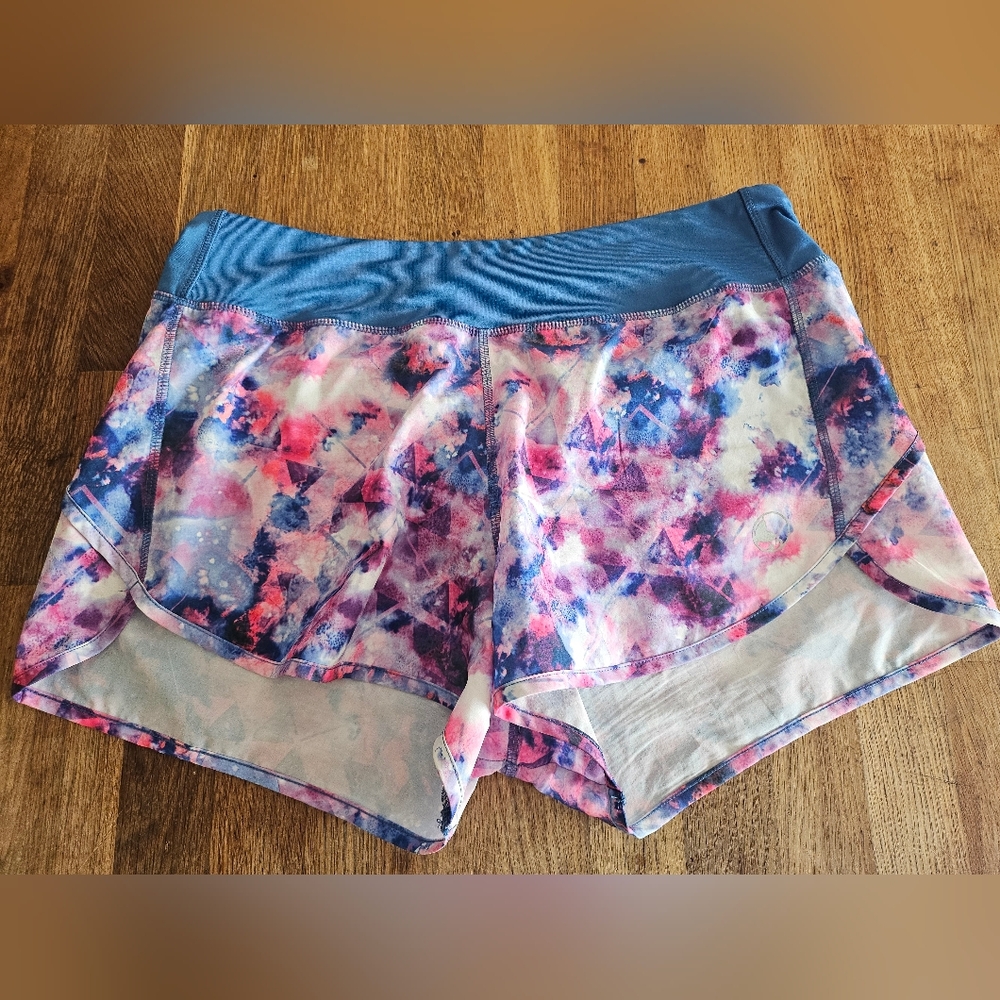 Reel Legends Women's Blue Pink Purple Tie-Dye Athletic Shorts